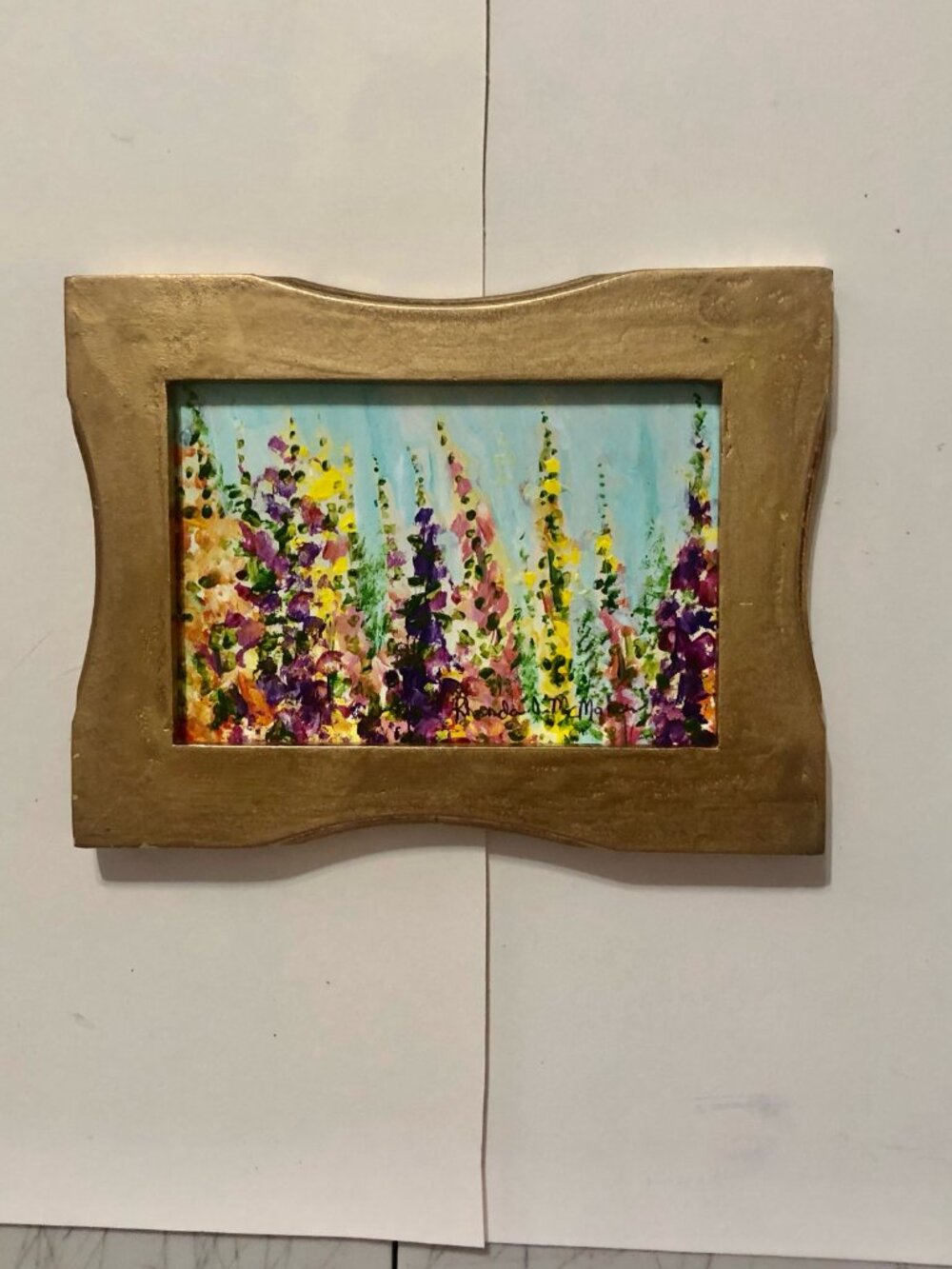 Snapdragons Acrylic Painting in Gold Frame